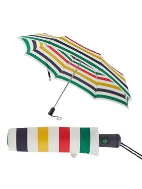 HBC Striped Compact Umbrella by Fulton- Red, Yellow, green, Navy & White!